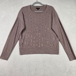 Alfani Womens Rose Gold‎ Pink Sequin Sweater Size Medium